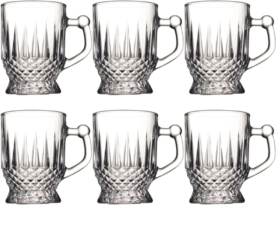 Lot de 6 tasses à thé transparentes avec anse
