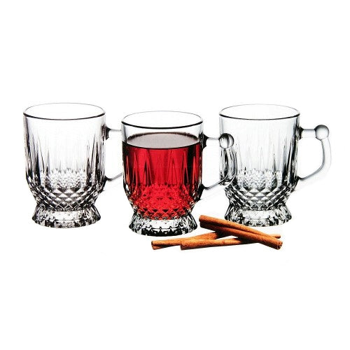 Lot de 6 tasses à thé transparentes avec anse