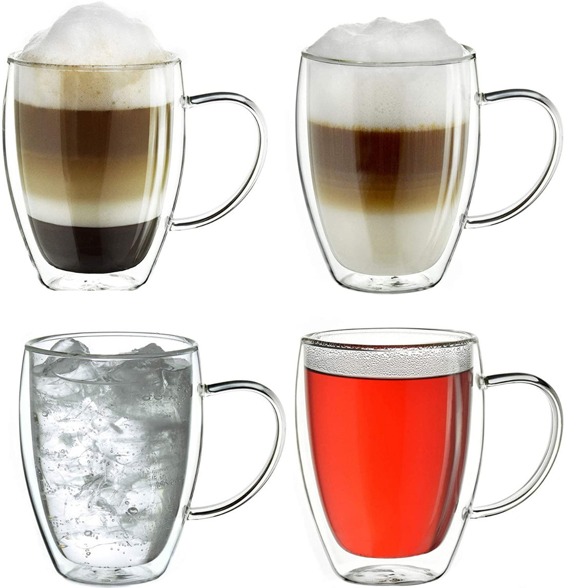 Verres à double paroi avec anse - set de 4 x 250 ml