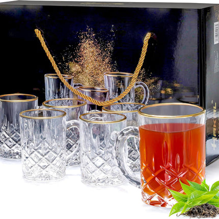 Glazen gouden rand met oortje - set van 6