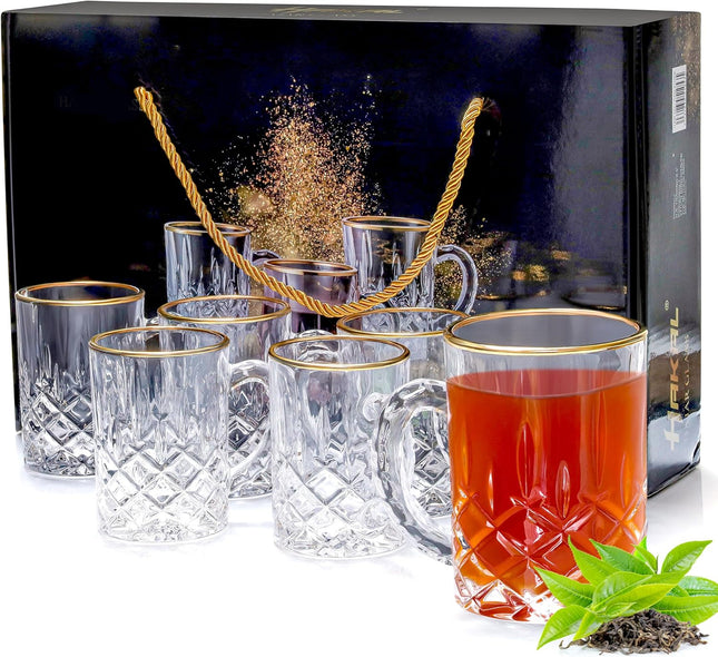 Glazen gouden rand met oortje - set van 6