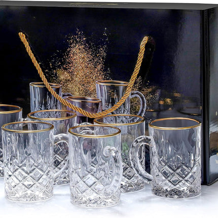 Glazen gouden rand met oortje - set van 6