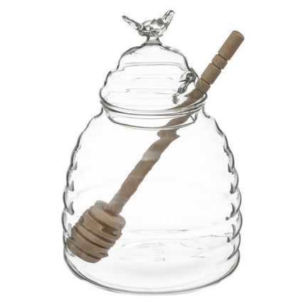 Glashonigtopf mit Holzlöffel