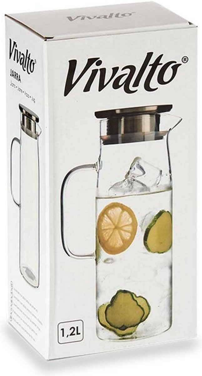 Carafe/pichet à jus en verre avec couvercle de luxe de 1,2 litre