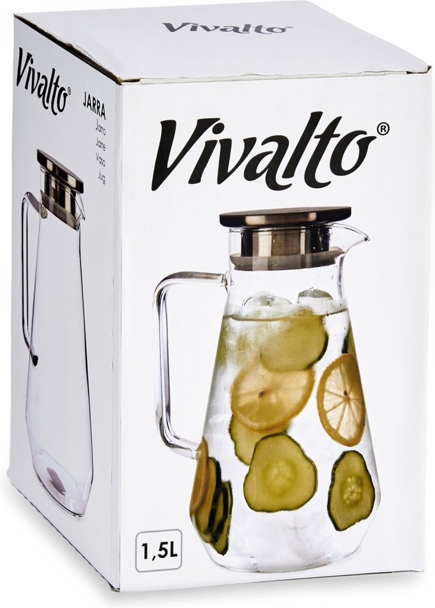 Glass juice pitcher/decanter carafe with luxury lid, 1.5 liters
