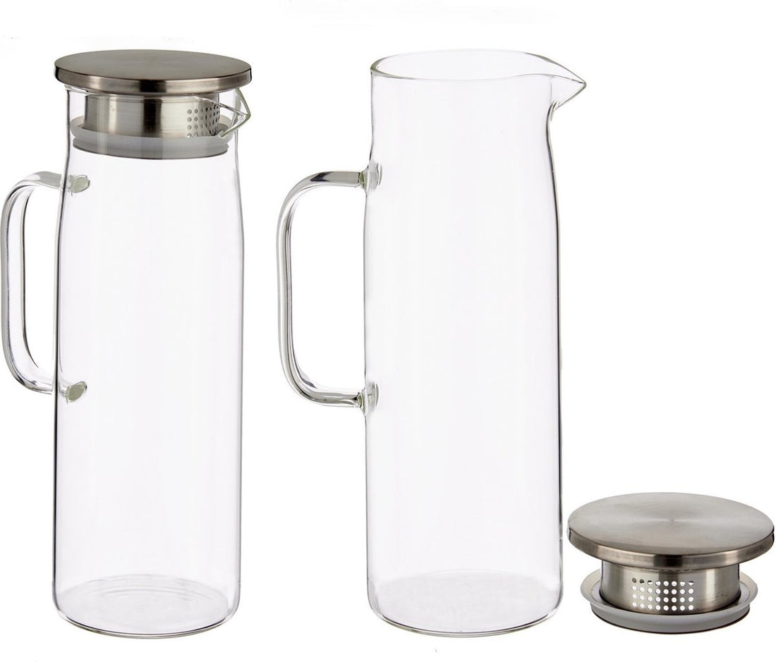 Carafe/pichet à jus en verre avec couvercle de luxe de 1,2 litre