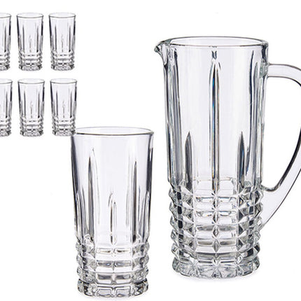 Glaskanne/Karaffe 1 Liter mit 6 Trinkgläsern zu je 250 ml