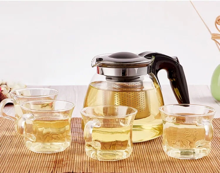 Glazen theepot met filter (infuser) – borosilicaatglas, 900 ml – foto 3