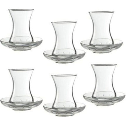 Türkische Teegläser mit Untersetzern – 6er-Set – 130 ML