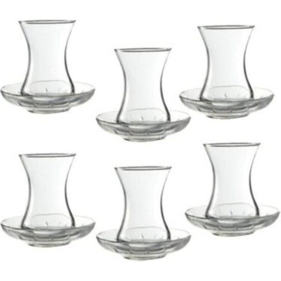 Verres à thé turcs avec soucoupes – Lot de 6 – 130 ml
