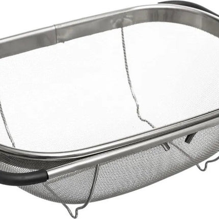 Gootsteen vergiet/zeef zilver 36,5 x 23 cm van RVS - Uitschuifbaar - Keukenvergieten