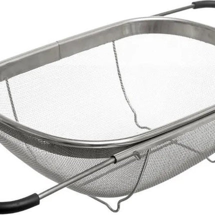 Gootsteen vergiet/zeef zilver 36,5 x 23 cm van RVS - Uitschuifbaar - Keukenvergieten