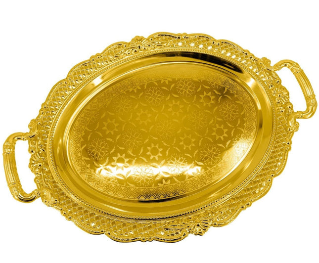 Goldfarbenes marokkanisches Serviertablett 45 cm