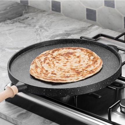 3-in-1 Granit-Gusspfanne Doppelseitig – Grillpfanne – Crêpepfanne – Pfannkuchenpfanne – 35cm