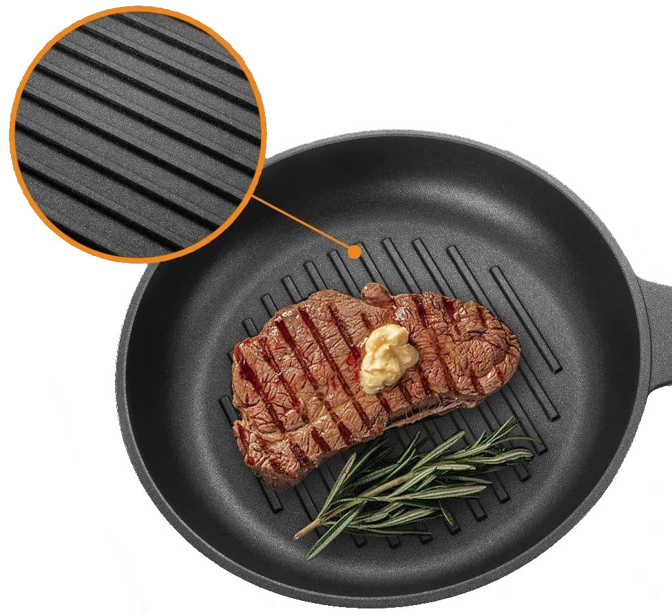 Round grill pan with lid - steak pan