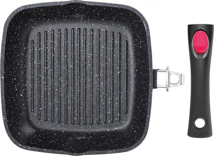 Grillpan met deksel - 24x24 cm - marble coating - inductie