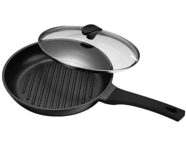 Runde Grillpfanne mit Deckel - Steakpfanne