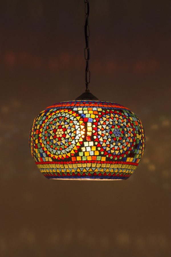 Lampe mosaïque multicolore Classique