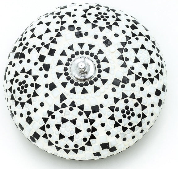 Plafonnier oriental Goa mosaïque noir et blanc Classic 24 cm