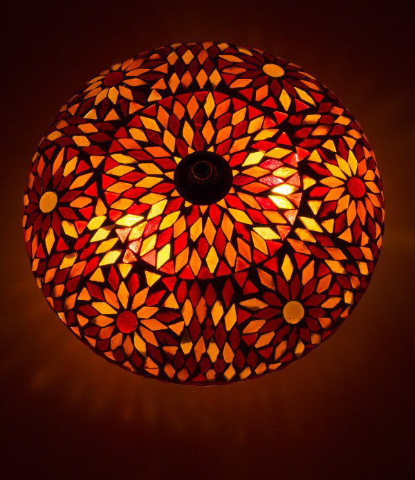 Plafonnier oriental Goa mosaïque orange bohème 24 cm