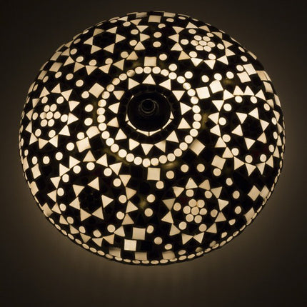 Orientalische Deckenleuchte Goa Mosaik Schwarz & Weiß Klassisch 24 cm