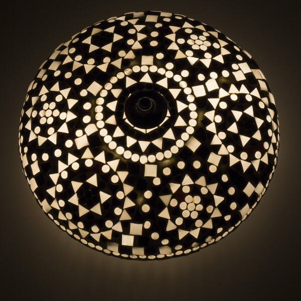 Plafonnier oriental Goa mosaïque noir et blanc Classic 24 cm