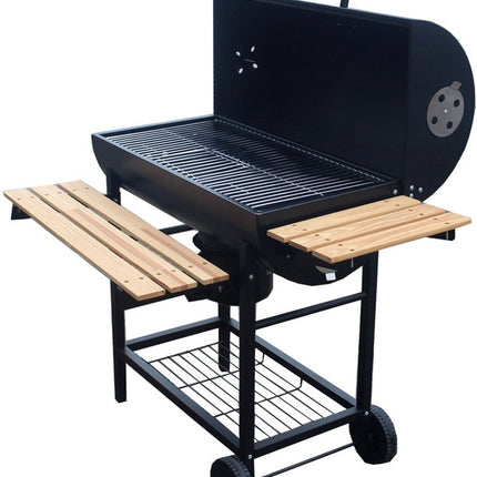 Großer Holzkohlegrill auf Rädern mit Deckel, Thermometer und verstellbaren Rosten – Ideal für den Garten