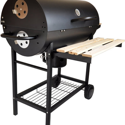 Großer Holzkohlegrill auf Rädern mit Deckel, Thermometer und verstellbaren Rosten – Ideal für den Garten