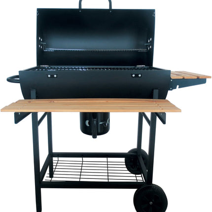 Großer Holzkohlegrill auf Rädern mit Deckel, Thermometer und verstellbaren Rosten – Ideal für den Garten