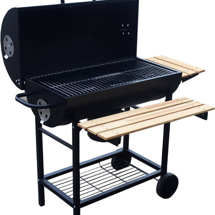 Großer Holzkohlegrill auf Rädern mit Deckel, Thermometer und verstellbaren Rosten – Ideal für den Garten