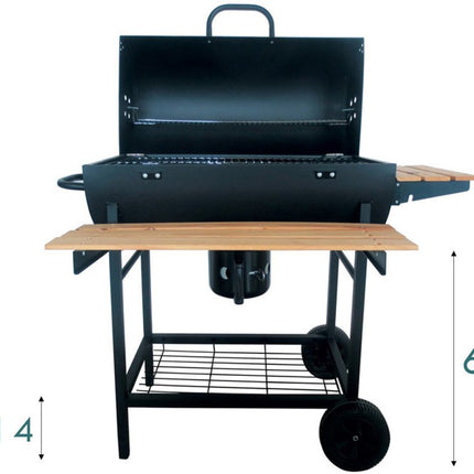 Großer Holzkohlegrill auf Rädern mit Deckel, Thermometer und verstellbaren Rosten – Ideal für den Garten