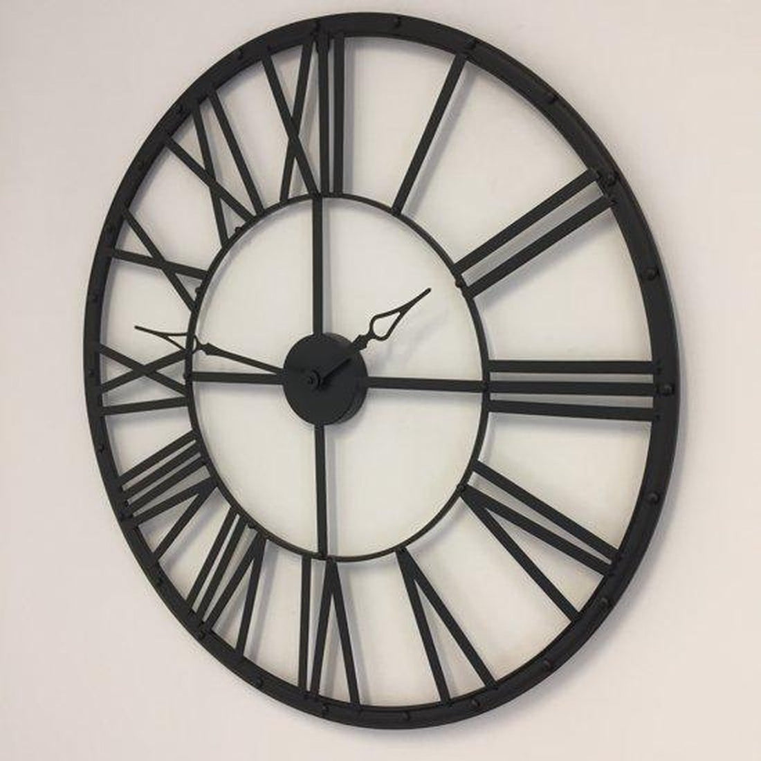 Grande Horloge Murale en Métal Noir XL Ø 70 cm