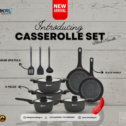 Pannenset - 13-delig - Inductie - Geschikt voor alle warmtebronnen - Kookset - Inclusief accessoires  - gietaluminium met Greblon® anti-aanbak