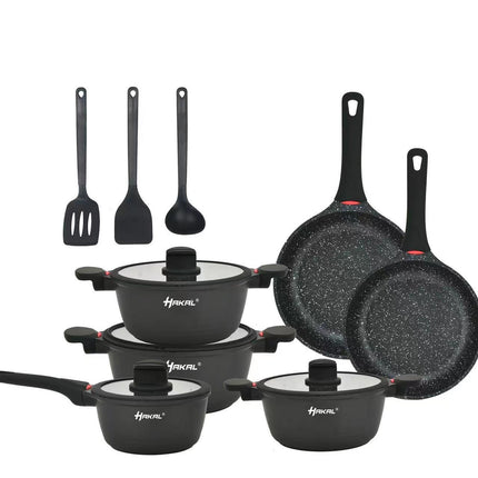 Pannenset - 13-delig - Inductie - Geschikt voor alle warmtebronnen - Kookset - Inclusief accessoires  - gietaluminium met Greblon® anti-aanbak