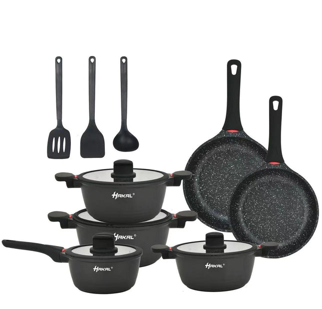 Topfset - 13-teilig - Induktion - Für alle Herdarten geeignet - Kochset - Inklusive Zubehör - Aluminiumguss mit Greblon® Antihaftbeschichtung