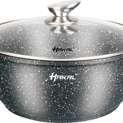Hakal premium Pannenset - Kookpannen Braadpan Inductie 6-delig - Anti-aanbaklaag - koudgrepen Ø 20, 24 & 28 cm - Zwart dots