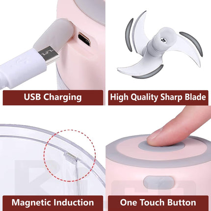 Elektrischer Zerkleinerer - USB-Ladekabel - Mini-Zerkleinerer Tragbar - 250ml