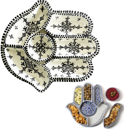Khamsa Schale Servierset schwarz-weiß