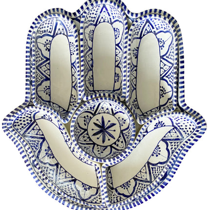 Khamsa schaal serveer set wit-blauw