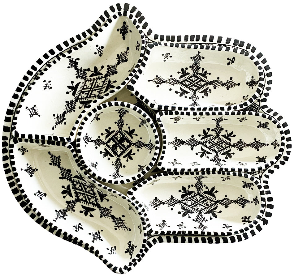 Ensemble de service khamsa noir et blanc