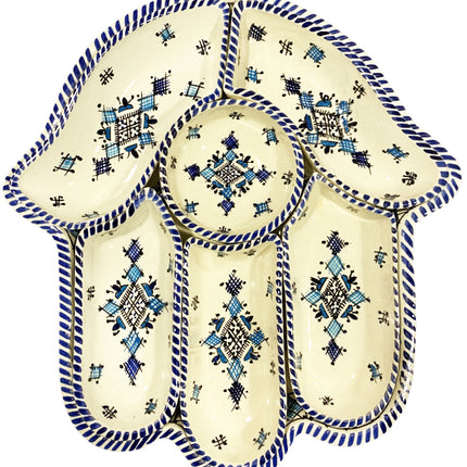 Khamsa Vorspeisen-Servierset blau-weiß