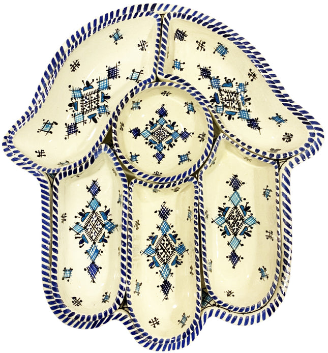 Khamsa Vorspeisen-Servierset blau-weiß