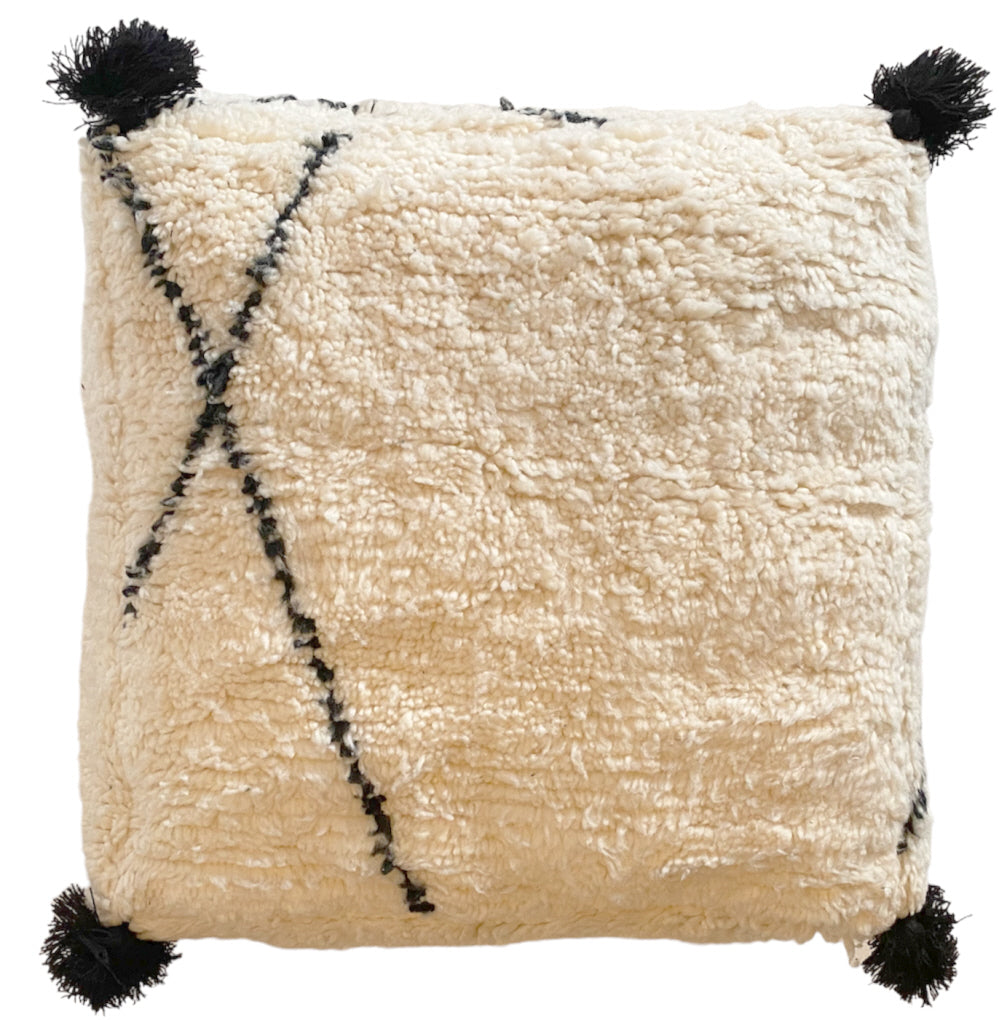 Handmade Moroccan Berber pouf (Beni Ourain)