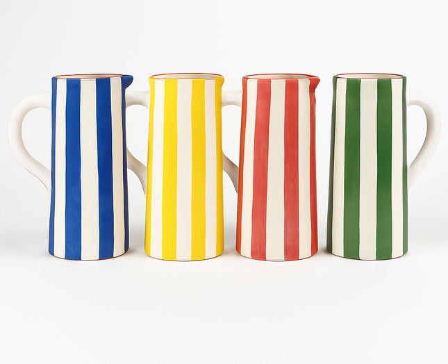 Handgefertigte Keramikkaraffe mit Streifen – 22 cm – Erhältlich in 4 Farben