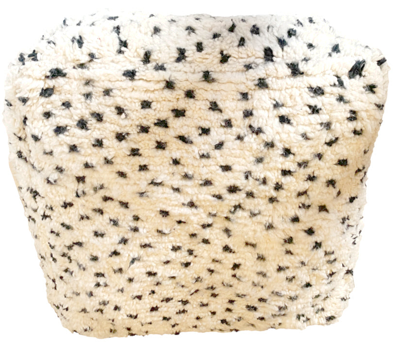 Handmade Moroccan Berber Pouf (Beni Ourain) Fluffy Bohemian Floor Cushion