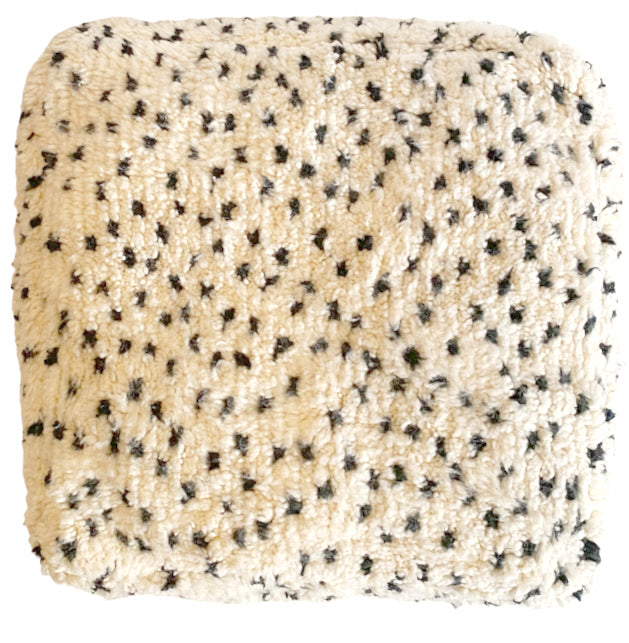 Handmade Moroccan Berber Pouf (Beni Ourain) Fluffy Bohemian Floor Cushion