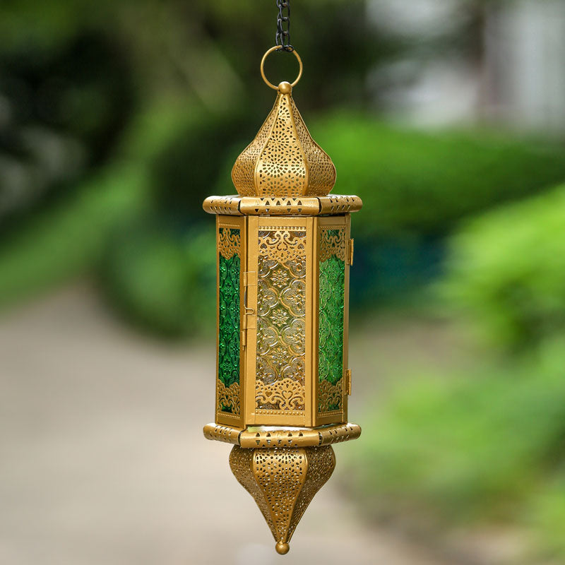Grande suspension dôme Dorée Lanterne Marocaine