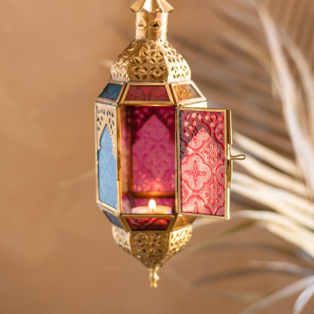 Oriental hanging glass lantern medium
