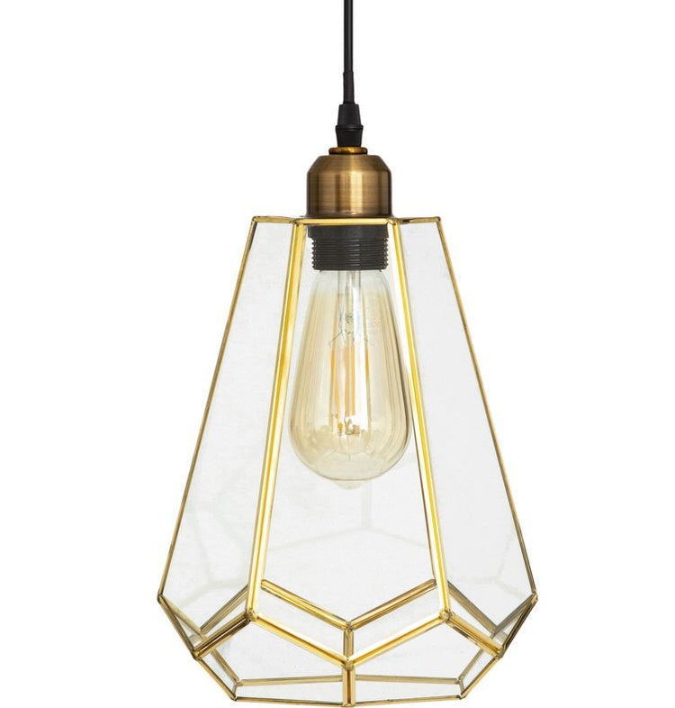 Suspension en verre doré D 18 cm