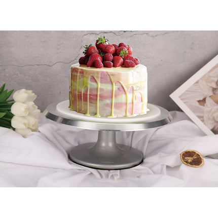 Luxe Taartplateau – Draaibaar Taartplateau - Cake Stand – Ø30 cm – Geborsteld RVS